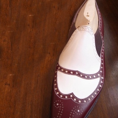 Awesome trends men burgundy white oxords half ankle chelsea fashion boot