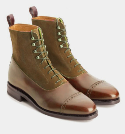 Handmade New Oxfords High Ankle Brown Leather Suede Formal Boot