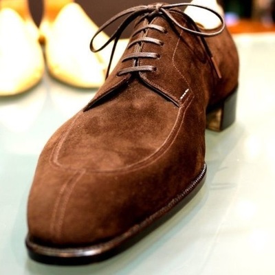 Formal handmade best brownish suede split toe design mens shoes
