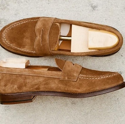 New Penny Loafer Slips On Moccasin Brown Suede Formal Dress Outfit Shoes