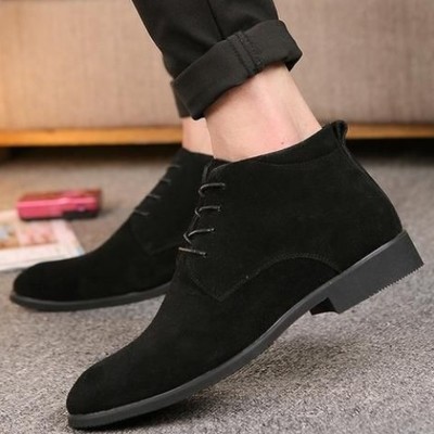 New handmade black suede derby chukka fashion lace up boot - Thumbnail 1