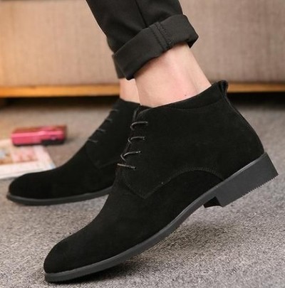 New Handmade Black Suede Derby Chukka Fashion Lace Up Boot