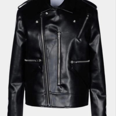 New style mens gentelman looks black studded leather biker jacket
