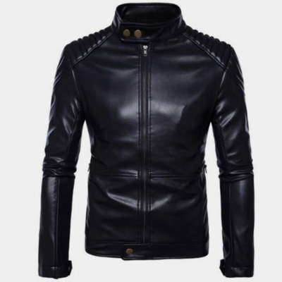 Men black awesome biker looks handmade leather fashion formal jacket
