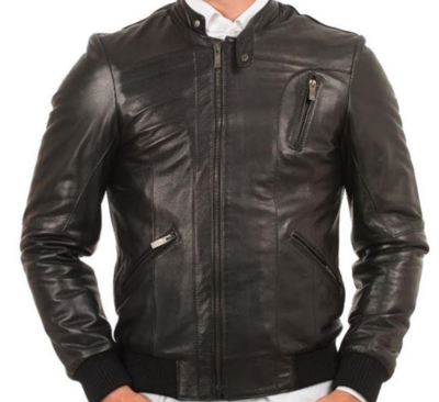 Handmade Black Leather Fashion Varsity Formal Wear Jacket