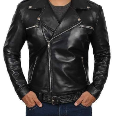 Men handmade black fashion strap leather formal wear jacket