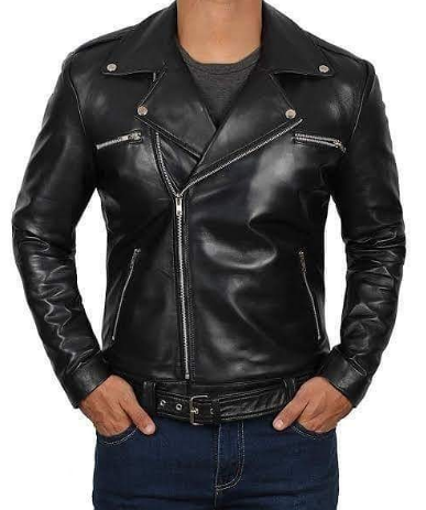Men Handmade Black Fashion Strap Leather Formal Wear Jacket