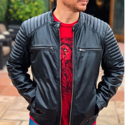 Men handmade black leather formal party wear jacket