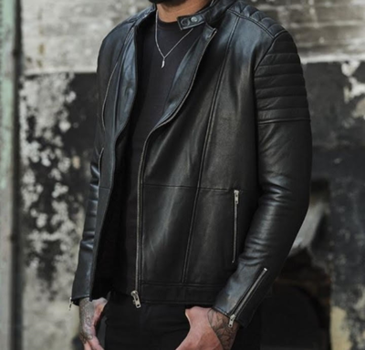 Handmade New Leather Genuine Black Oneck Fashion Strap Jacket