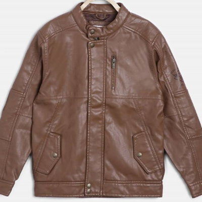 Men handmade tan brown leather formal casual wear jacket