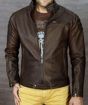 Men Handmade Chocolaty Leather Formal Casual Wear Jacket