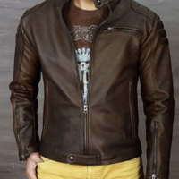 Men Handmade Chocolaty Leather Formal Casual Wear Jacket - Thumbnail 4