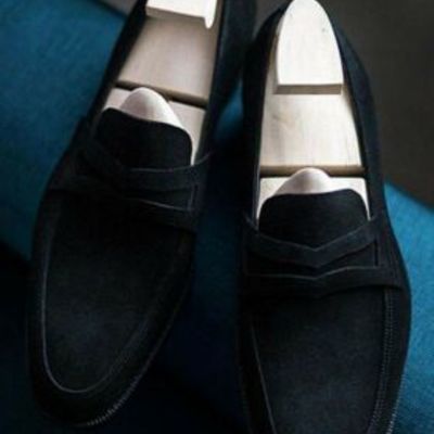 Handmade black suede shoes, men dress moccasin shoes mens, leather slip ons shoe
