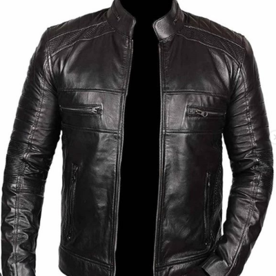 Men handmade black leather fashion formal occasion wear jacket