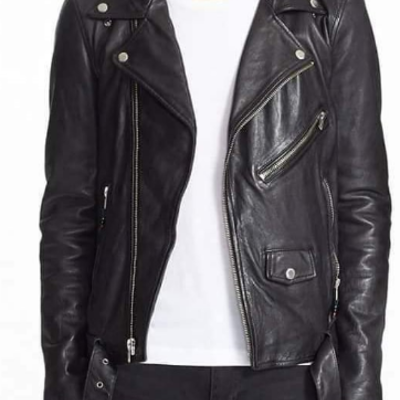 Men handmade black belt leather fashion formal wear jacket