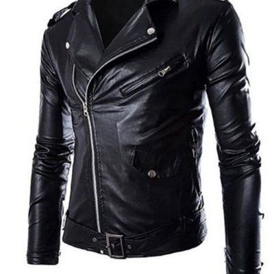 Men handmade black belt leather fashion formal wear jacket