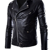 Men Handmade Black Belt Leather Fashion Formal Wear Jacket - Thumbnail 1