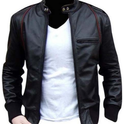 Handmade men black faux leather fashion formal wear jacket
