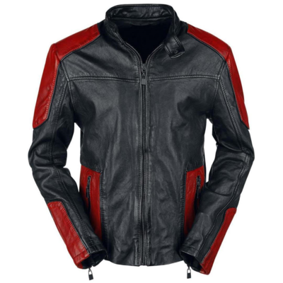 Handmade stitch black cow leather jacket for men