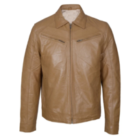Men Hand Stitch Classic Brown Cowhide Leather Simple Formal Jacket - Thumbnail 4
