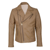 Men Stylish Double Zipper Brown Leather Fashion Wear Jacket Handmade Edition - Thumbnail 4