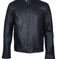 Men Fine Trendy Cowhide Genuine Black Leather Jeans Formal Jacket - Thumbnail 3