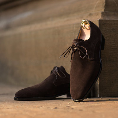 Men's brown whole cut suede lace up formal shoes  - Thumbnail 4