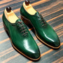 Men's Green Whole Cut Leather Dress Shoes -1