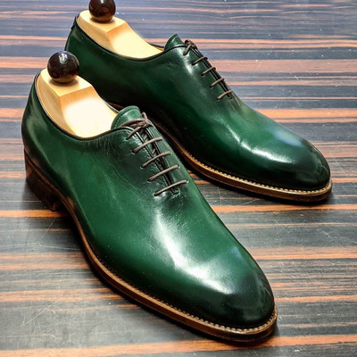 Men's green whole cut leather dress shoes  - Thumbnail 5