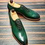 Men's Green Whole Cut Leather Dress Shoes -2