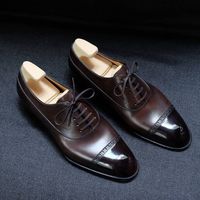 Men's Brown Cap Toe Leather Shoes  - Thumbnail 1