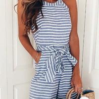 Sweet Fashion Sexy Striped Round Neck Jumpsuit - Thumbnail 2