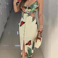 Women's Sexy Sleeveless Print Dress - Thumbnail 2