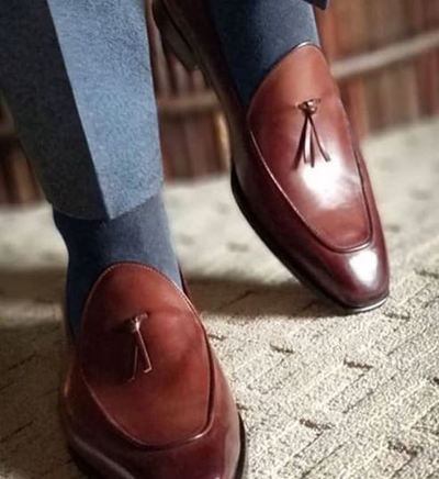 Handmade Men Fashion Leather Shoes, Spring shoes, Tassel loafer,men shoes