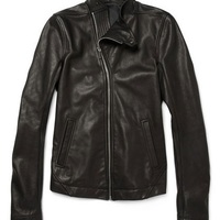 Handmade Leather Jacket Men's Chocolate Brown With Tab Collar Front Zip Closure - Thumbnail 1