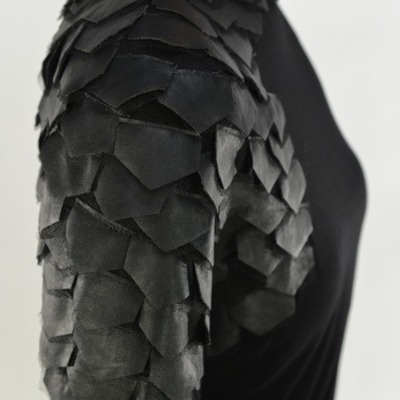 Reptile leather sleeve shirt