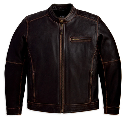 Customize Brown Biker Jacket With Real Leather Button Tab Collat Front Zipper
