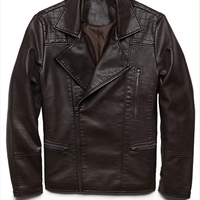 Chocolate Brown Leather Jacket Men Brando Quilted and Fastening Zipper Handmade - Thumbnail 1