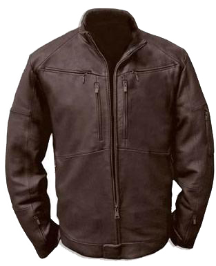 Brown Men Biker Jacket With Front Fastening Zipper Genuine Leather Handmade