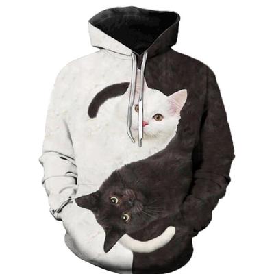 3d yin yang cat oversize hoodie unisex