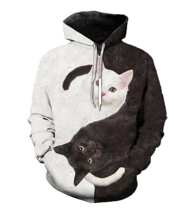 3D Yin Yang Cat Oversize Hoodie Unisex