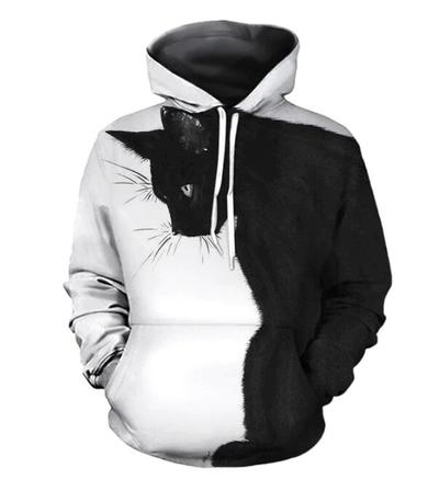 3D Black Cat Oversize Hoodie Unisex