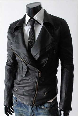 Handmade Motorbike Jacket Men Black Real Leather Brando With Fastening Zipper