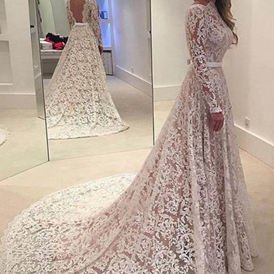 Lace wedding dress with sleeves,dresses for brides,bridal gown,490 - Thumbnail 5