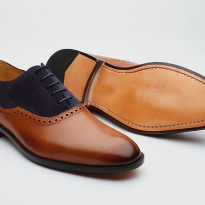 Decent customize brown purple handmade leather suede formal lace up men shoes