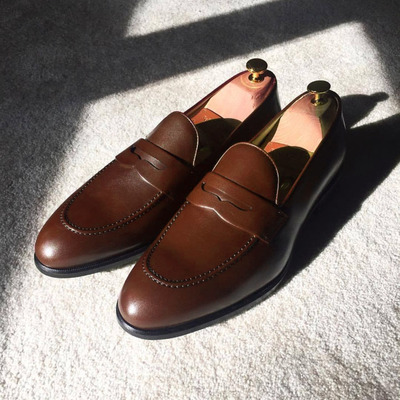 Fresh arrival decent men chocolate brown splito design penny formal awesome looking shoes in genuine leather for men - Thumbnail 5
