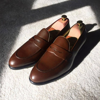 Fresh Arrival Decent Men Chocolate Brown Splito Design Penny Formal Awesome Looking Shoes In Genuine Leather For Men - Thumbnail 1