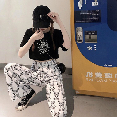 Butterfly print wide-leg pants