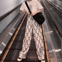 Butterfly Print Wide-Leg Pants - Thumbnail 3