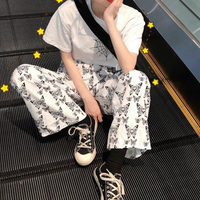 Butterfly Print Wide-Leg Pants - Thumbnail 4